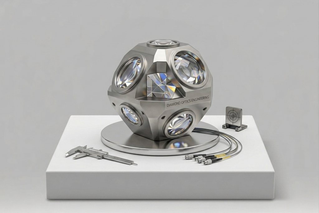Diamond optical windows set into a precision metal housing